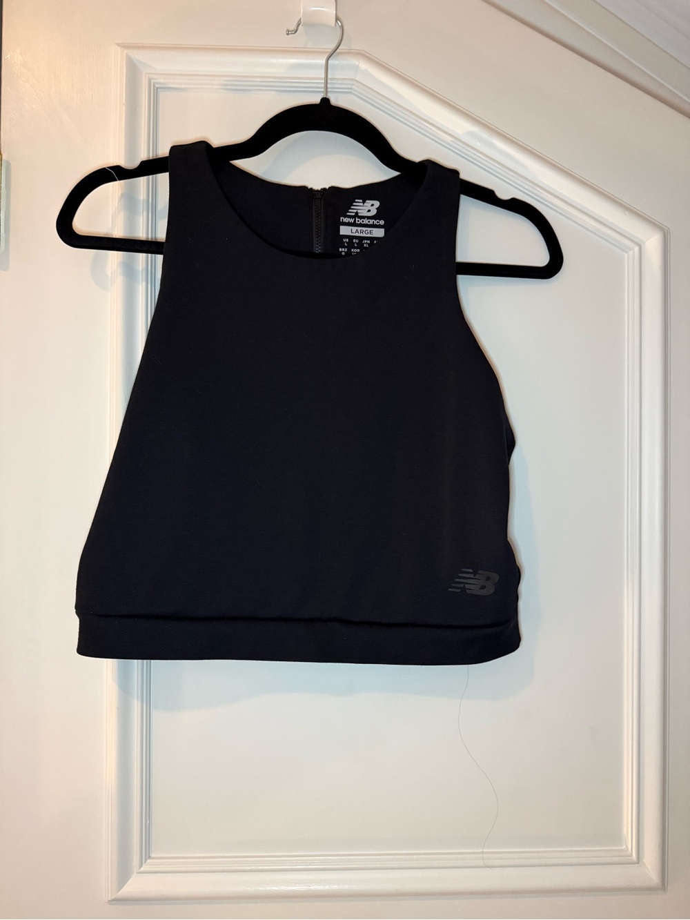 New Balance Black Cropped Athletic Tank Top Large Zip Back